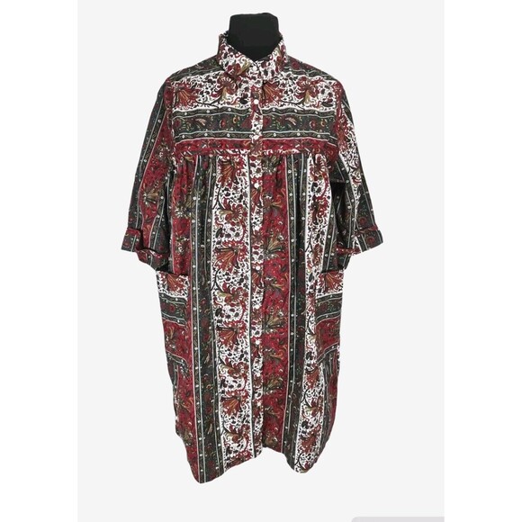 MODELS COAT Womens House Dress Plus Size 3X Floral Button Up Short Sleeve A6A - Picture 1 of 5